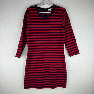 GAP DRESS RED NAVY BLUE STRIPED, POCKETS, ROUND NECKLINE, BACK ZIPPER, SIZE M